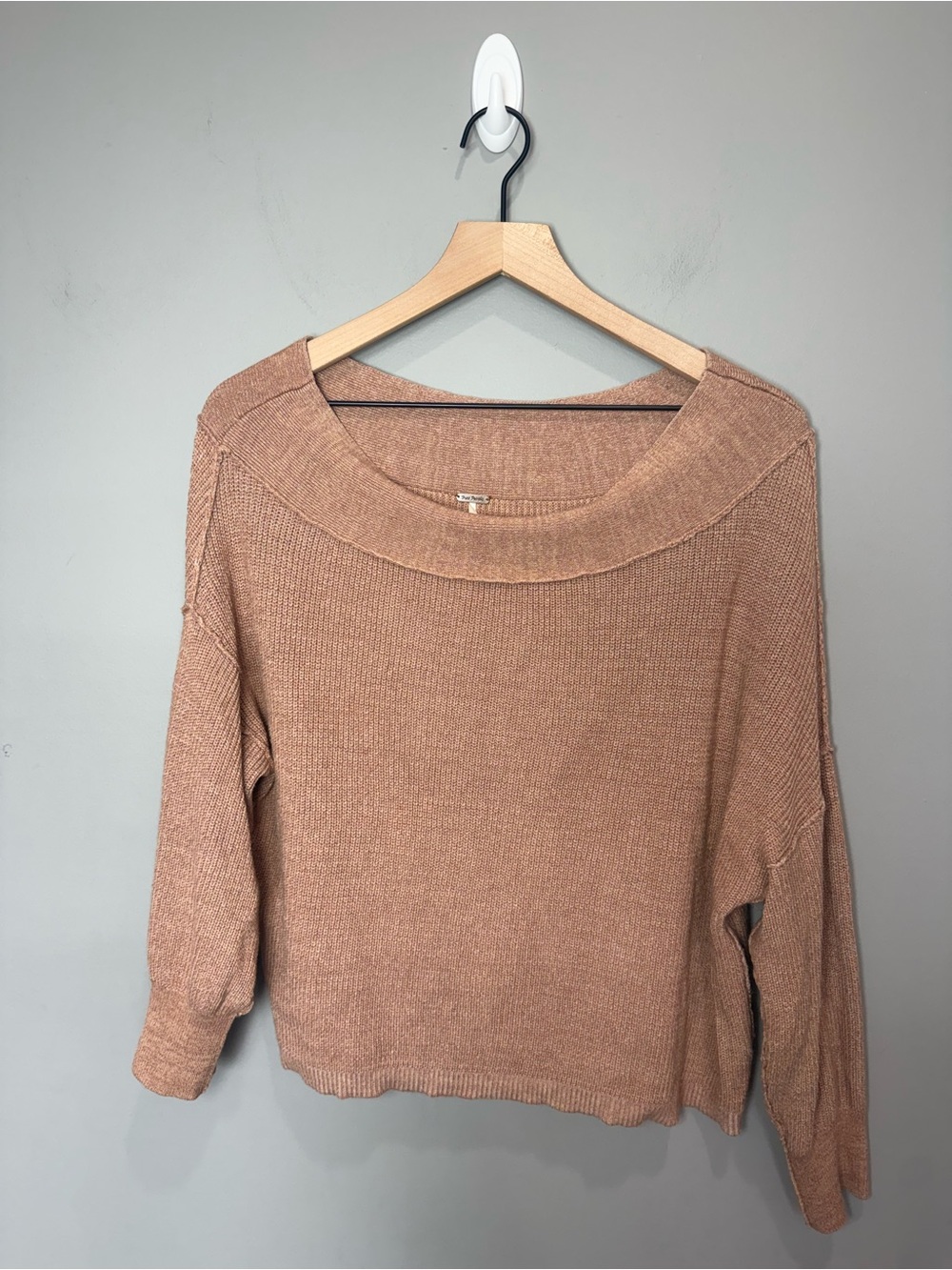 Free People Linen Blend Boat Neck Dolman Sweater Blush Pink Small
